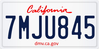 CA license plate 7MJU845