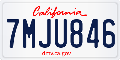 CA license plate 7MJU846