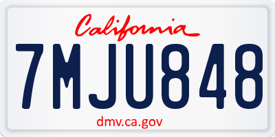 CA license plate 7MJU848