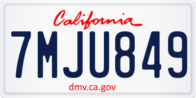 CA license plate 7MJU849