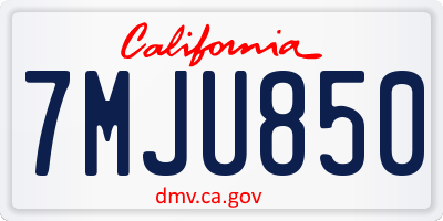 CA license plate 7MJU850