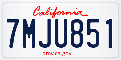 CA license plate 7MJU851
