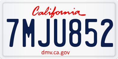 CA license plate 7MJU852