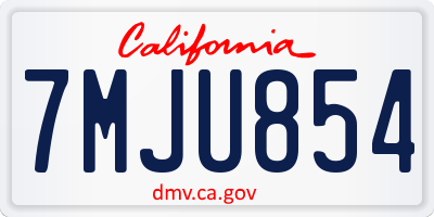 CA license plate 7MJU854