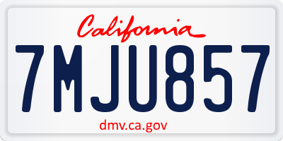 CA license plate 7MJU857