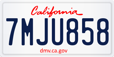 CA license plate 7MJU858