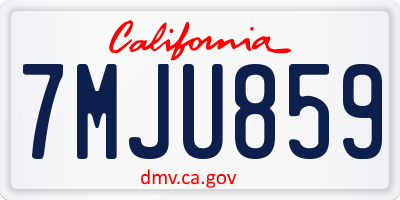 CA license plate 7MJU859