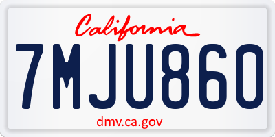 CA license plate 7MJU860