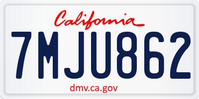 CA license plate 7MJU862