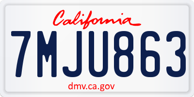 CA license plate 7MJU863