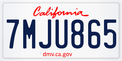 CA license plate 7MJU865