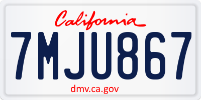 CA license plate 7MJU867