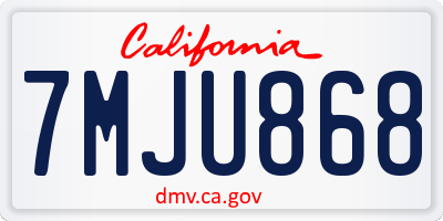 CA license plate 7MJU868