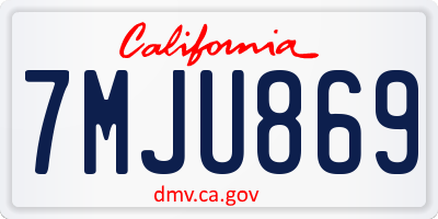 CA license plate 7MJU869