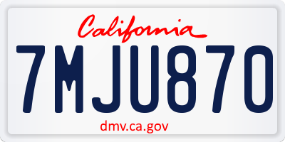 CA license plate 7MJU870