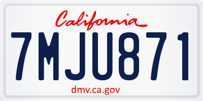 CA license plate 7MJU871