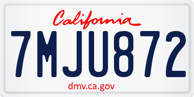 CA license plate 7MJU872
