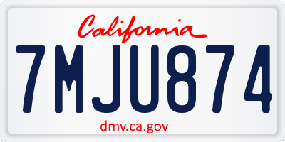 CA license plate 7MJU874