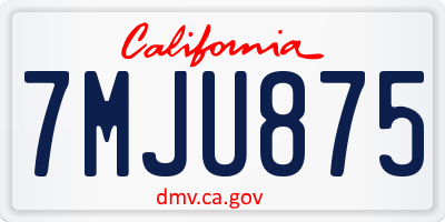 CA license plate 7MJU875