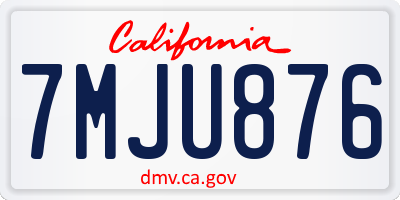 CA license plate 7MJU876