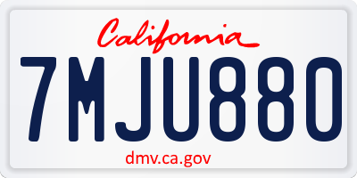 CA license plate 7MJU880