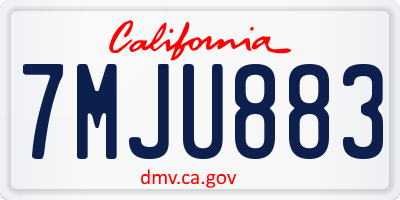 CA license plate 7MJU883