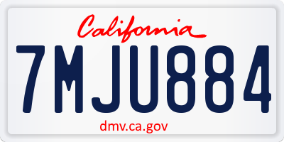 CA license plate 7MJU884