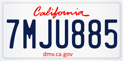 CA license plate 7MJU885