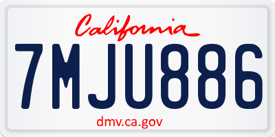 CA license plate 7MJU886