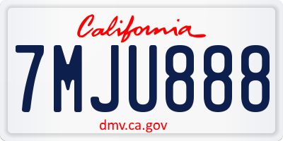 CA license plate 7MJU888