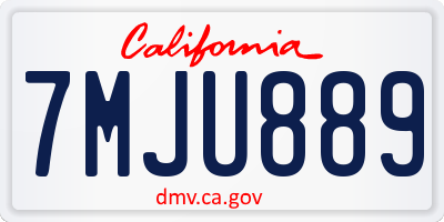 CA license plate 7MJU889