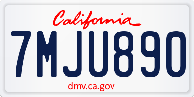 CA license plate 7MJU890