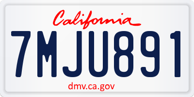 CA license plate 7MJU891