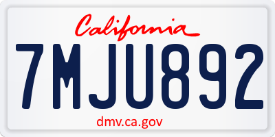 CA license plate 7MJU892