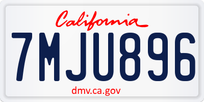 CA license plate 7MJU896