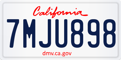 CA license plate 7MJU898