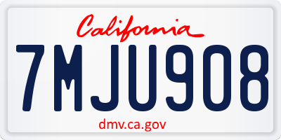 CA license plate 7MJU908