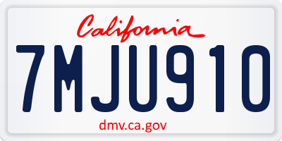 CA license plate 7MJU910
