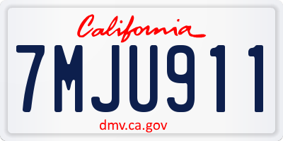 CA license plate 7MJU911