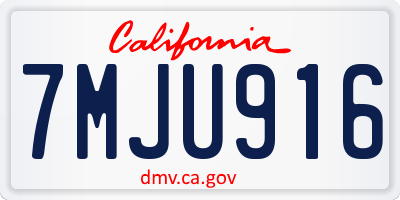 CA license plate 7MJU916