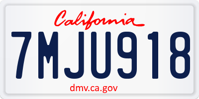 CA license plate 7MJU918