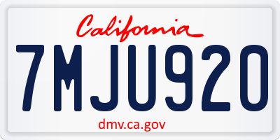 CA license plate 7MJU920