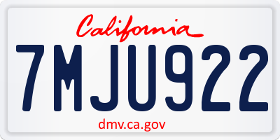 CA license plate 7MJU922