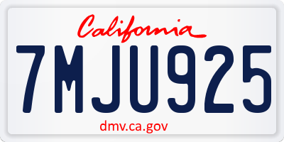 CA license plate 7MJU925