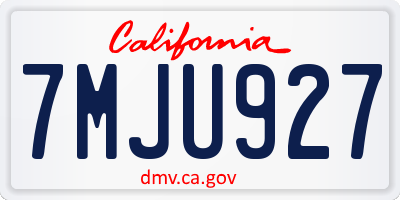 CA license plate 7MJU927