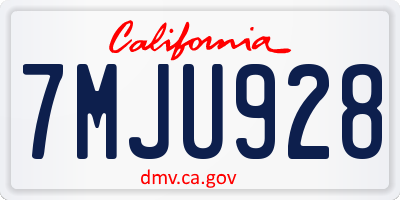 CA license plate 7MJU928