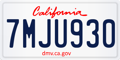 CA license plate 7MJU930