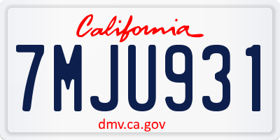 CA license plate 7MJU931