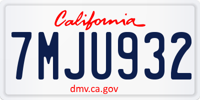 CA license plate 7MJU932