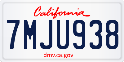 CA license plate 7MJU938